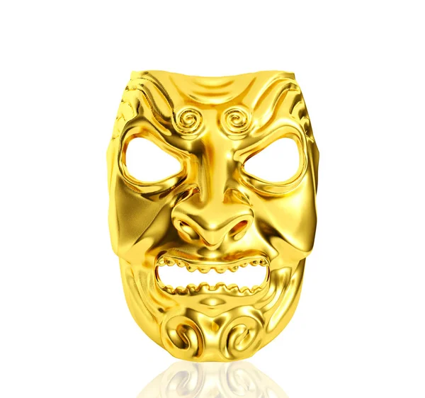 Złoty diabeł maska na białym tle na białym tle, renderowania 3d — Zdjęcie stockowe