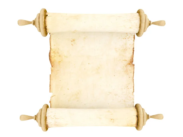 Gammelt antikt rullepapir på hvid baggrund - Stock-foto