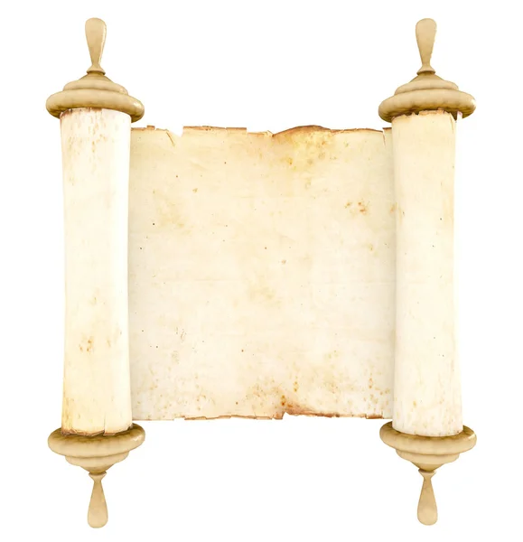 Old antique scroll paper on white background — Stock Photo, Image