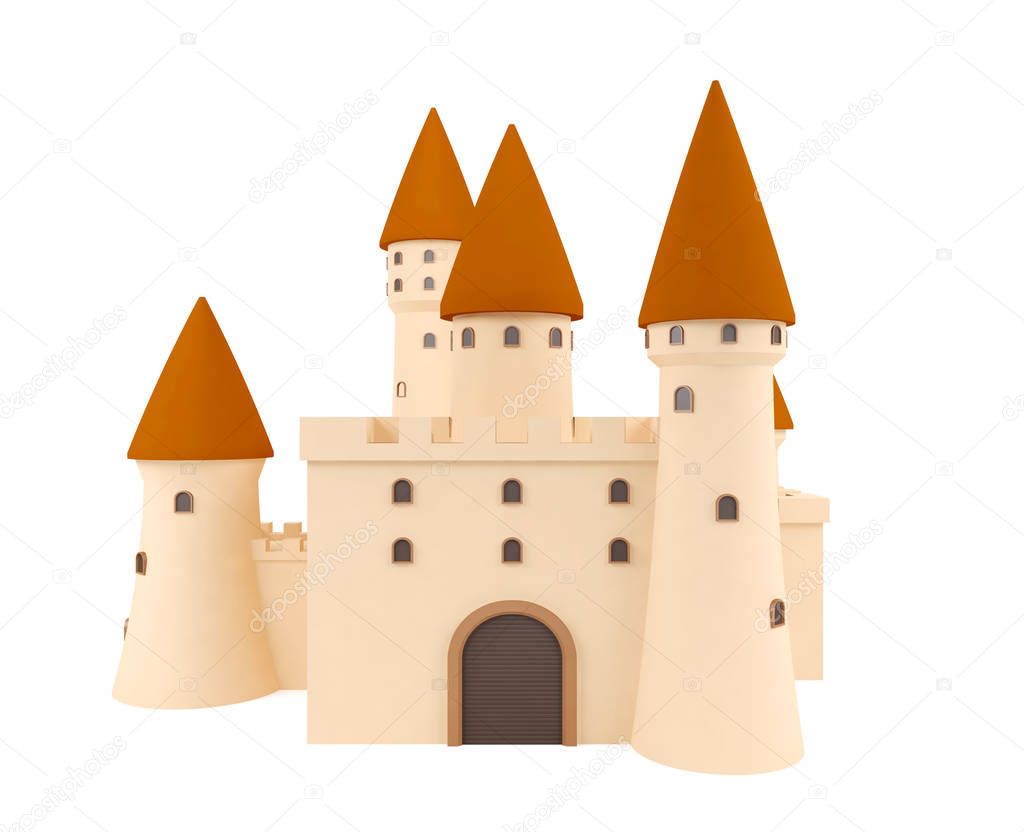 Cartoon medieval castle isolated on white background