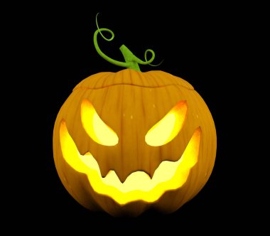 Cadılar Bayramı Balkabağı, Jack O'Lantern, siyah arka plan üzerinde 3d render izole