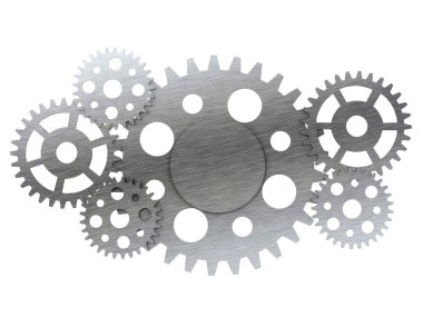 Metal Dişliler ve beyaz arka plan üzerinde izole cogwheels