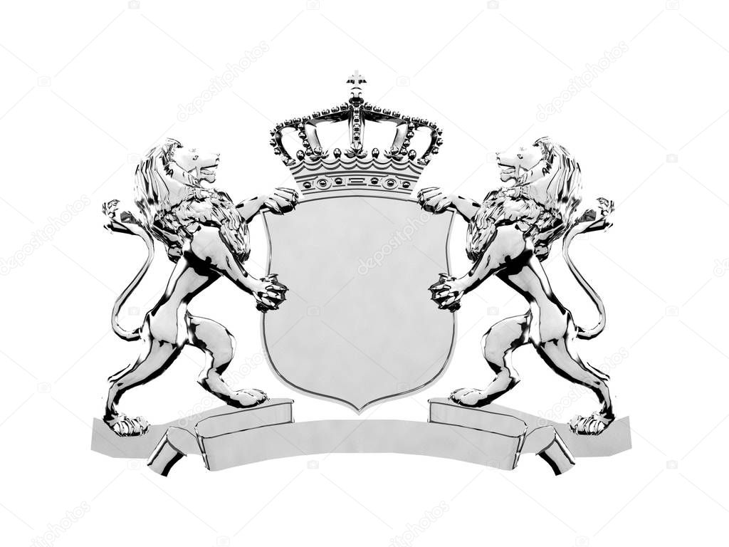 Silver lion crest banner