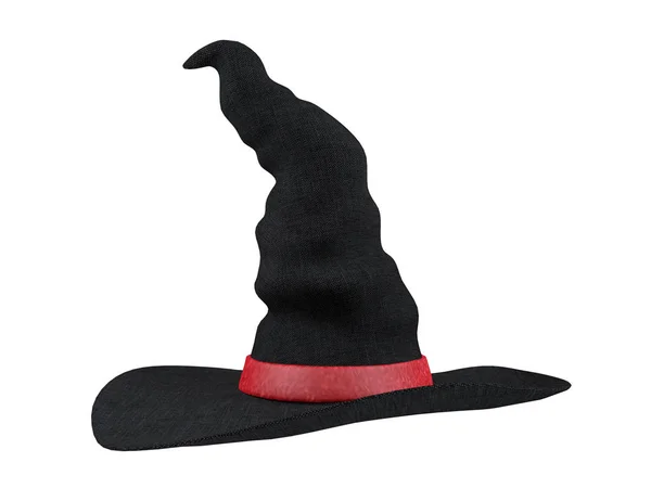 Chapéu de bruxa de Halloween isolado no fundo branco, renderização 3D — Fotografia de Stock