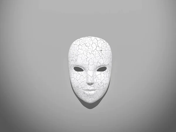 Gri arka plan üzerinde 3d render izole beyaz karnaval maskesi — Stok fotoğraf