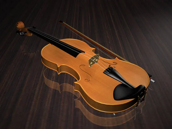 Violin isolated on wood floor — Stock Photo, Image