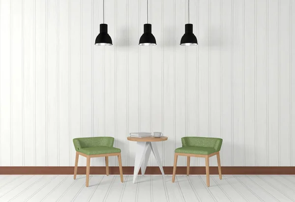 Weißes Interieur mit modernen Möbeln — Stockfoto