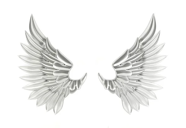 Silberner Flügel isoliert auf weißem Hintergrund — Stockfoto