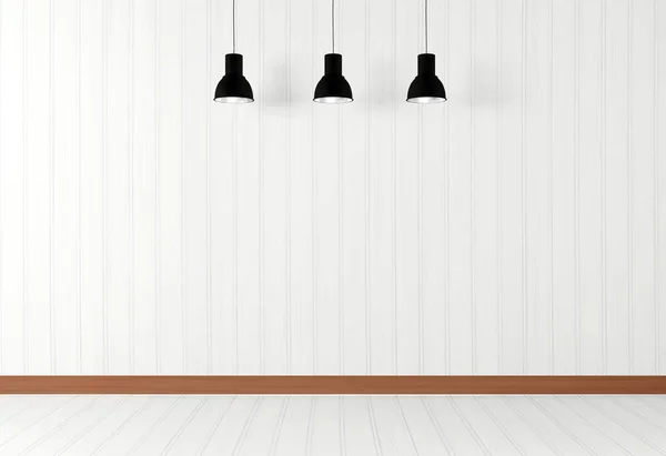 Mennyezeti lámpa fehér üres szobabelső — Stock Fotó
