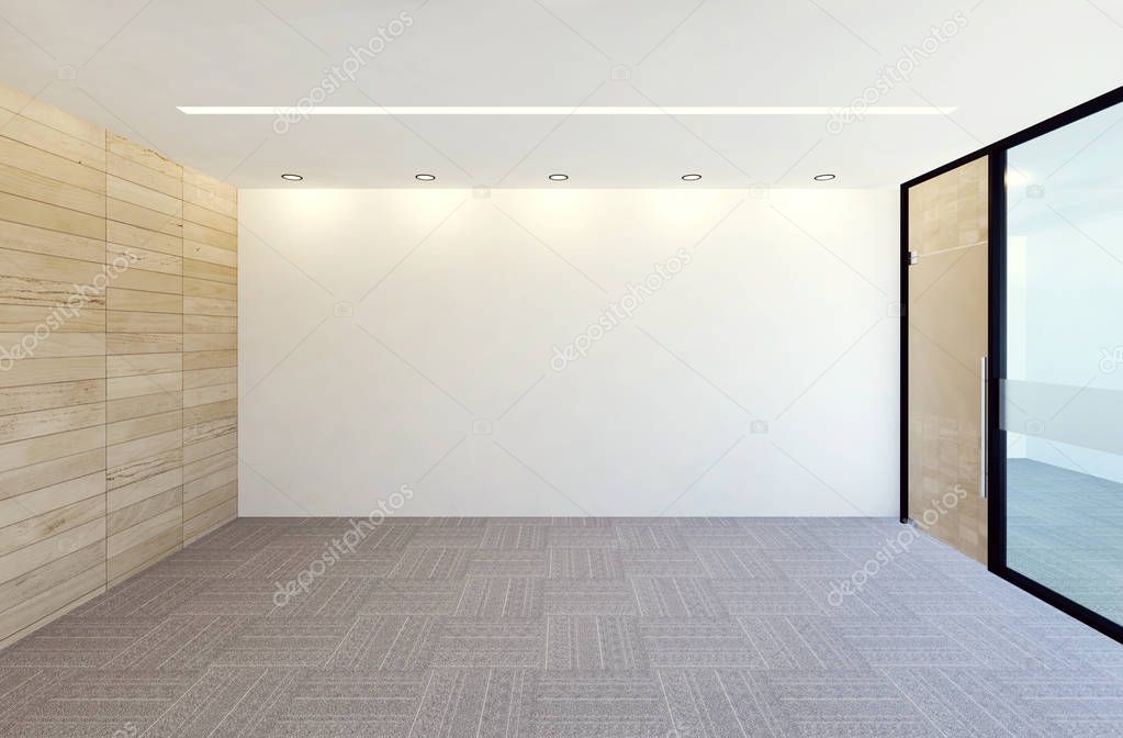 Empty modern office room interior, 3D rendering