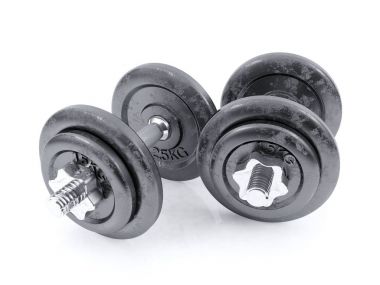 Dökme demir dumbbell beyaz arka plan üzerinde