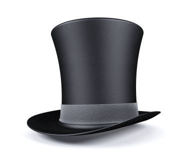 Beyaz arka plan üzerinde 3d render izole deri gri şerit ile siyah üst şapka