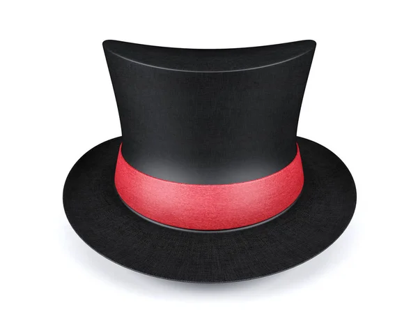 Черная Короткая Шляпа Красной Лентой Белом Фоне Рендеринг — стоковое фото