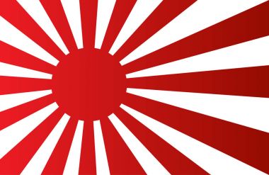 Japon donanması bayrağı, güneş, vektör çizim kırmızı