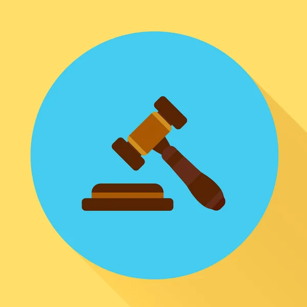 Judge Gavel Icon Vector Illustration Flat Style Long Shadow — Stock Vector