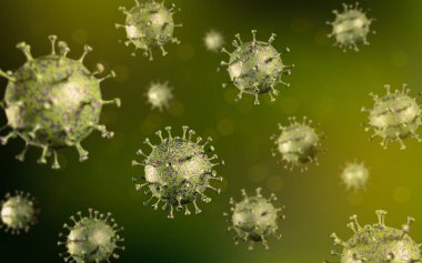 Coronavirus Virüs Salgını, Mikrobiyoloji ve Viroloji Konsepti, 3D Hazırlama