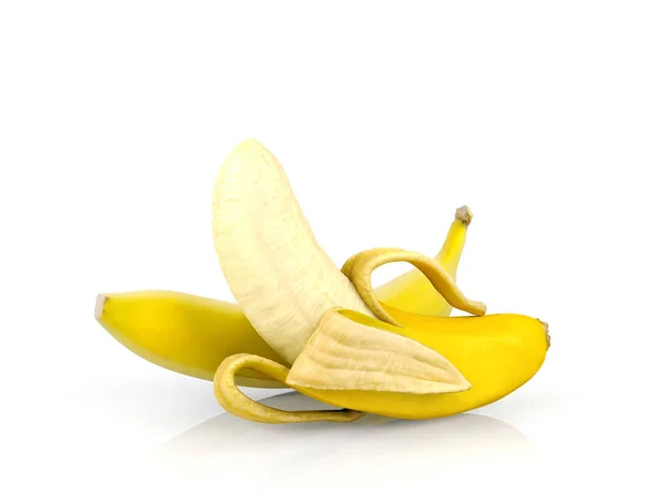Geschalte Banane Isoliert Auf Weissem Hintergrund 3d Rendering Reif 3d Darstellung Stock Photo 194756356