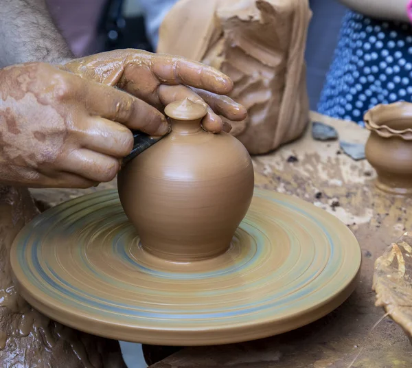 stock image Master potter creating a clay jar or jar. Jimenez de Jamuz