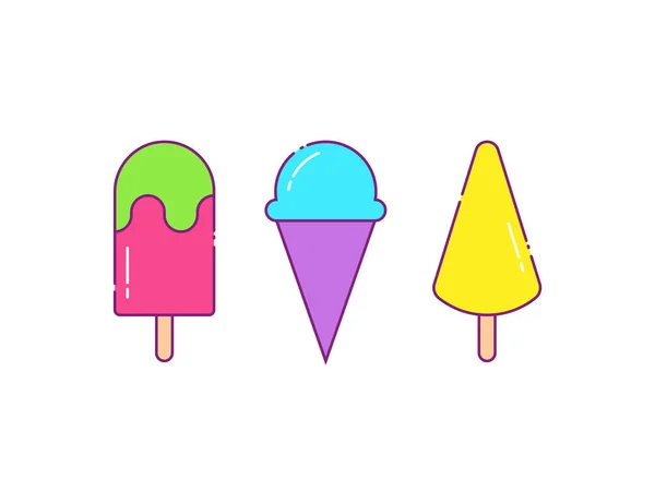 Ice cream icon set in line style. — Stock Vector