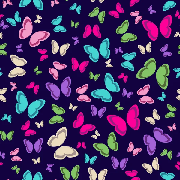 Bunte Schmetterling nahtlose Muster. — Stockvektor