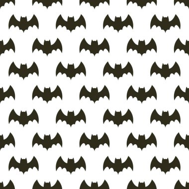Yarasa geometrik seamless modeli. Cadılar Bayramı düz simgesi simgesi beyaz arka plan üzerinde siyah renkli.