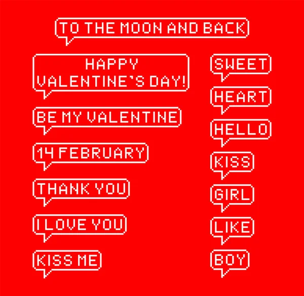 Valentine słowa pikseli. Cytat znaki kolekcji. — Wektor stockowy