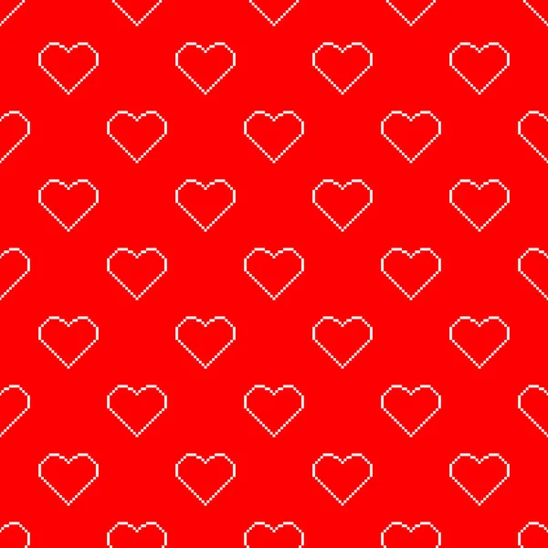 バレンタイン ピクセルのシームレス パターン. — ストックベクタ