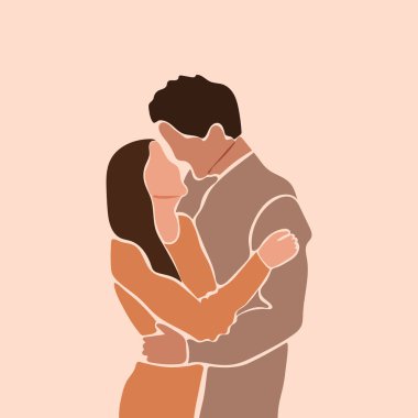 Soyut aşıklar kadın ve erkek portresi. 