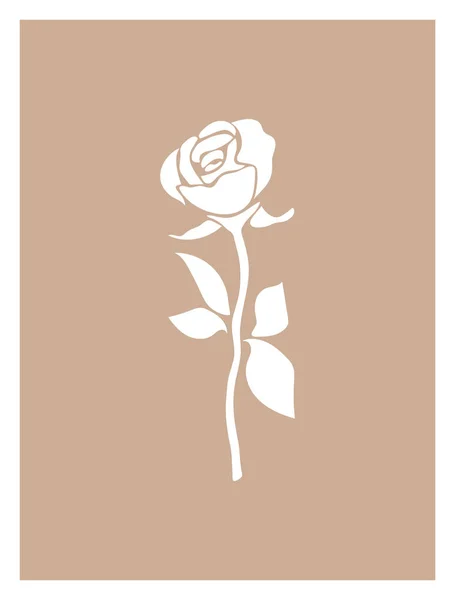 White rose card isolated on brown background. — Stok Vektör
