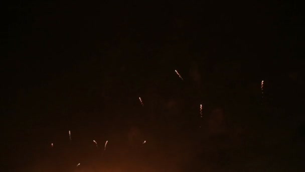 Большой фейерверк в ночном небе — стоковое видео