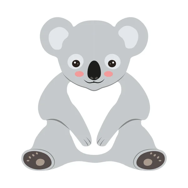 Carino Carattere Animale Illustrazione Koala Sorridente Isolato Sfondo Bianco — Vettoriale Stock