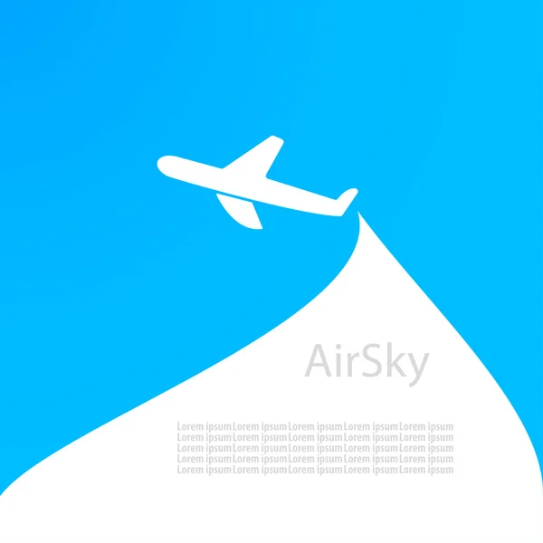 Background with airplane, airplane logo for the company on a blue background — Stock Vector