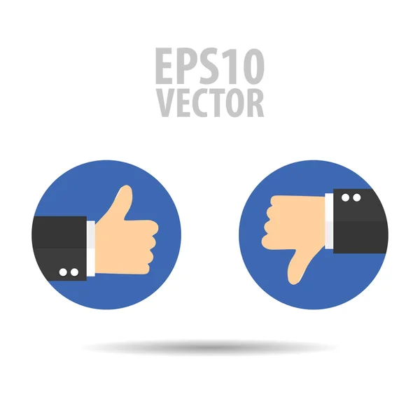 Thumbs up thumbs down plat pictogrammen, zoals pictogrammen op een grijze achtergrond — Stockvector