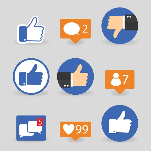 Set of thumbs up icons thumbs down, like icons on a grey background — Stock Vector