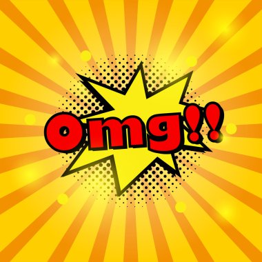 Plakası, yama içinde 80s 90s çizgi roman tarzı çizgi film. Moda yama rozetleri Omg üzerinde beyaz arka plan vektör illüstrasyon izole metin ile