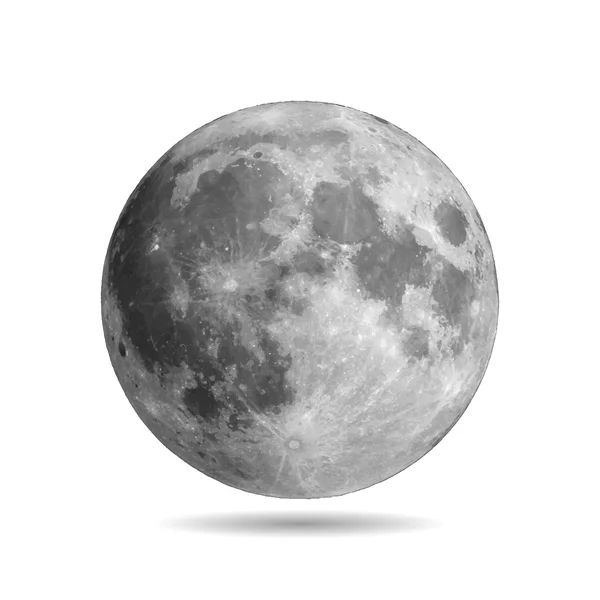 Realistic full moon with shadow vector eps10. Vector illustration. Elements of this vector furnished by NASA — Stockový vektor