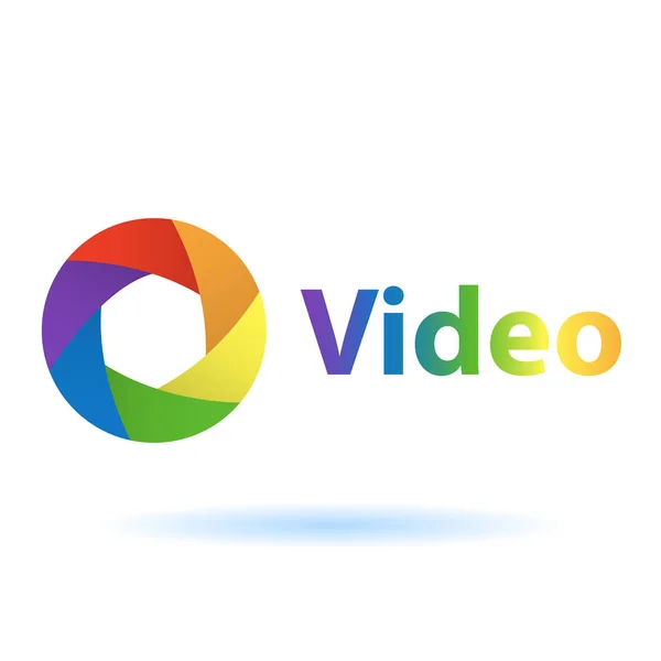 Video-embléma fehér alapon — Stock Vector
