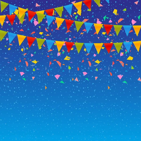 Confettis colorés isolés sur fond bleu ciel — Image vectorielle