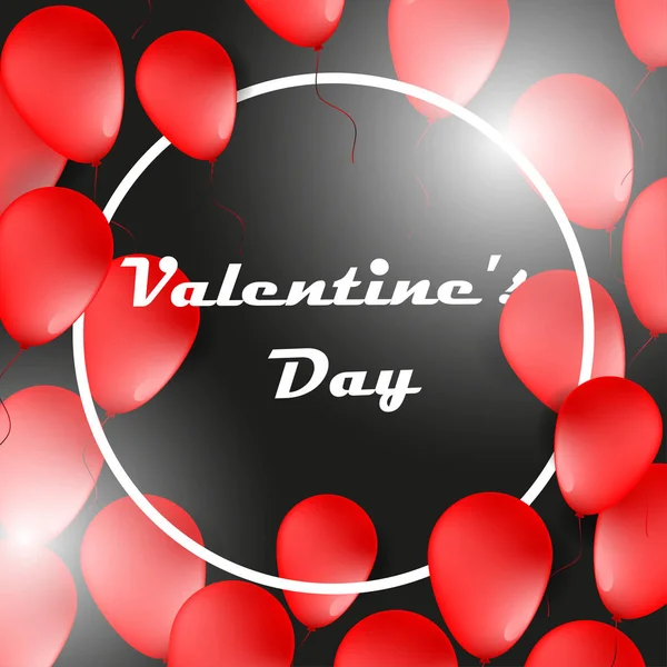 Fondo del Día de San Valentín con globos festivos rojos — Archivo Imágenes Vectoriales