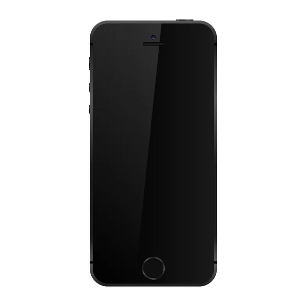 Smartphone en color negro estilo iphone con pantalla táctil en blanco aislado en la ilustración del vector de fondo blanco — Vector de stock