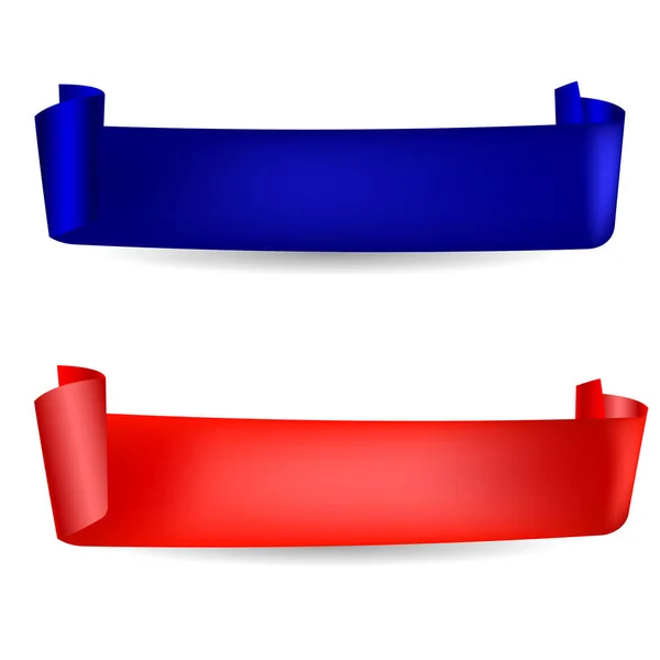 丝带矢量图标的红色、 蓝色颜色白色背景上的一套。孤立的旗帜形状图 — 图库矢量图片