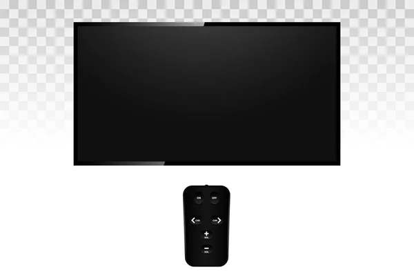 现代的空白屏幕液晶与远程控制，带领，电视上分离背景 — 图库矢量图片