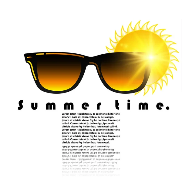 Icona occhiali da sole con illustrazione vettoriale sole in stile moderno — Vettoriale Stock
