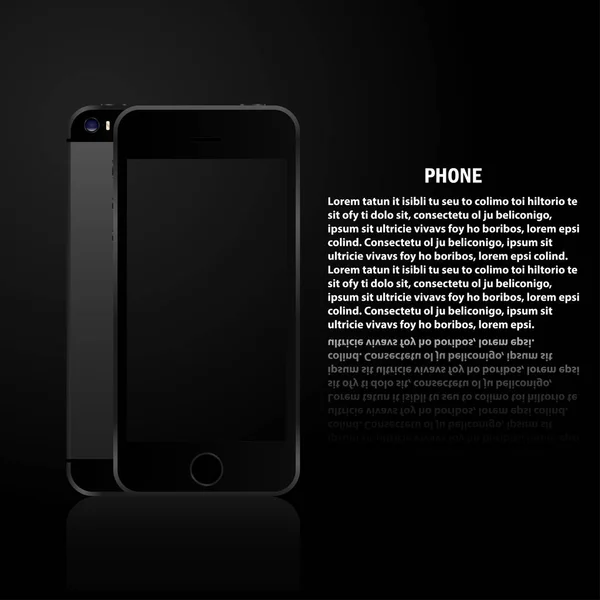 Realistic phone on a black background — Stock Vector