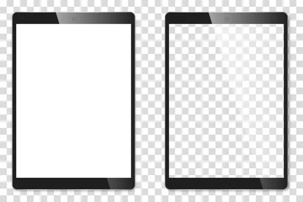 Реалістичний планшет з прозорим екраном ізольовано на фоні. Використовувати шаблон або прапор. Електронний пристрій встановити макет. Векторна ілюстрація — стоковий вектор