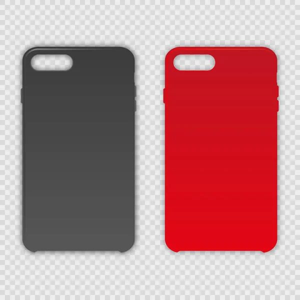 Funda gris y roja para teléfono sobre fondo transparente — Vector de stock