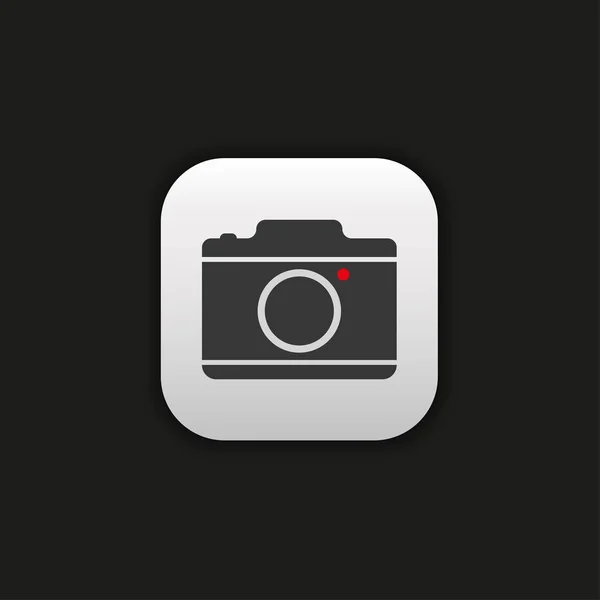 Une icône de caméra plate dans un cadre gris sur un fond noir — Image vectorielle