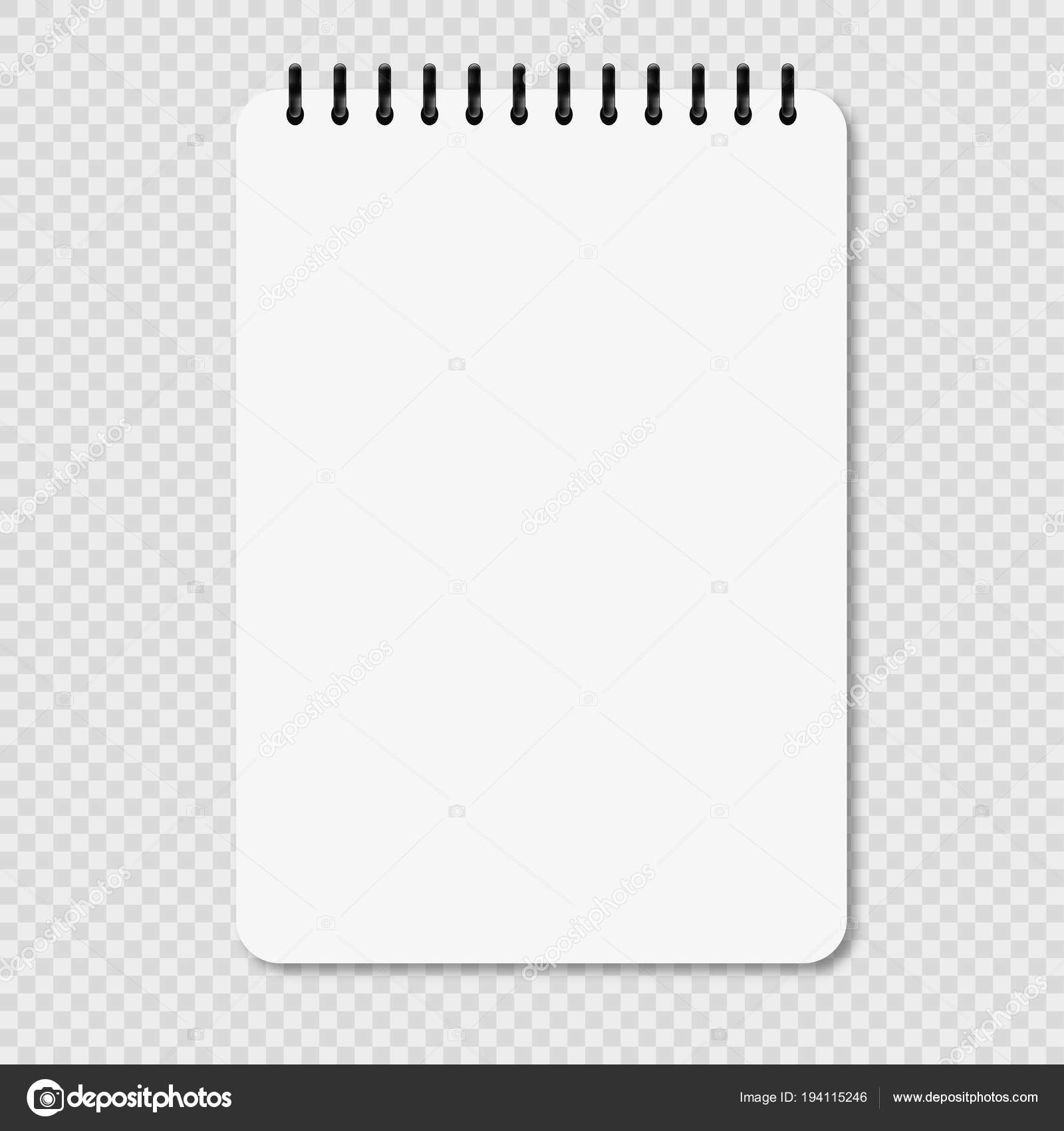 Blank notebook with shadow on a transparent background Stock