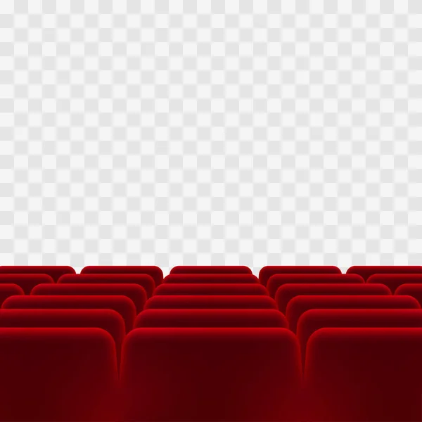 Röda stolar i biografen med en genomskinlig bakgrund — Stock vektor