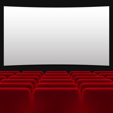 Saydam bir arka plan ile sinemada kırmızı sandalye